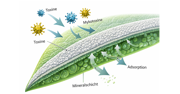 adsorption von toxinen und mykotoxinen durch mineralschicht